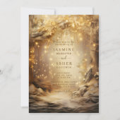 Enchanted Forest Portal Gold Wedding Kaart (Voorkant)