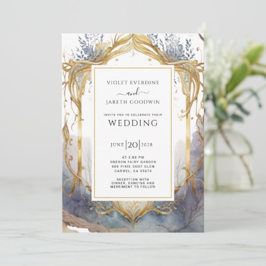 Enchanted Forest Portal Wedding Invitation Kaart (Staand voorkant)