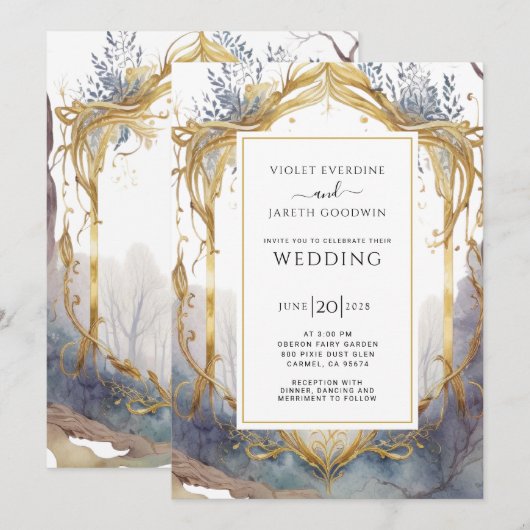 Enchanted Forest Portal Wedding Invitation Kaart (Voorkant / Achterkant)