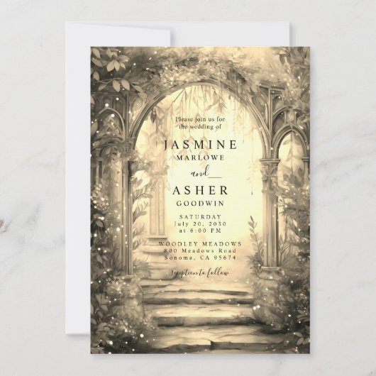 Enchanted Forest Portal Wedding Invitation Kaart (Voorkant)