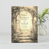 Enchanted Forest Portal Wedding Invitation Kaart (Staand voorkant)