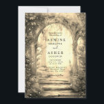 Enchanted Forest Portal Wedding Invitation Kaart<br><div class="desc">Een betoverd bosportaal pad met licht van bovenaf. Een magische etherische stijl voor uw huwelijksuitnodigingen. Verkrijgbaar in print,  als digitale download,  of beide!</div>