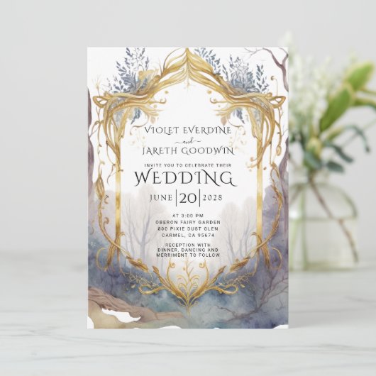 Enchanted Forest Portal Wedding Invitation Kaart (Staand voorkant)