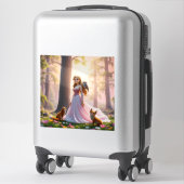 Enchanted Forest Princess met dierenvrienden Sticker (Koffer)