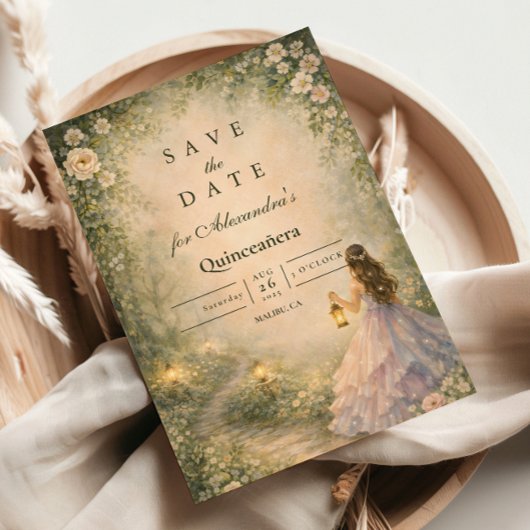Enchanted Forest Princess Quinceañera Save The Date