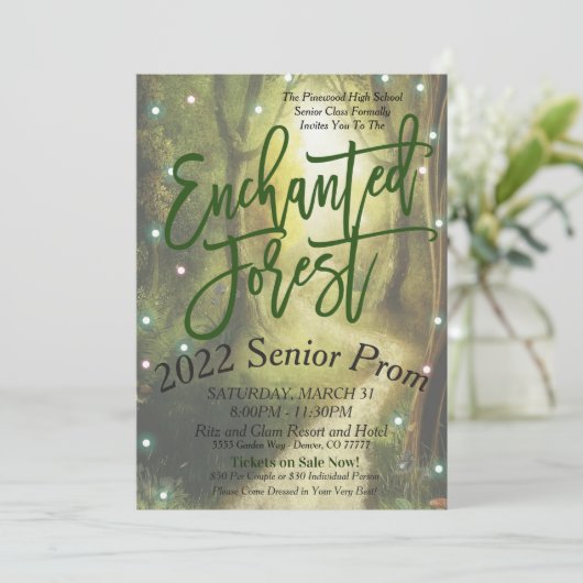 Enchanted Forest Prom Dance Invitation Kaart (Staand voorkant)