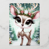 Enchanted Forest Reindeer Princess Folie Uitnodiging (Voorkant)