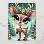 Enchanted Forest Reindeer Princess Folie Uitnodiging (Achterkant)