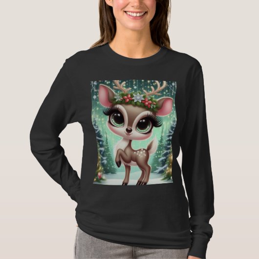 Enchanted Forest Reindeer Princess T-shirt (Voorkant)