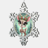 Enchanted Forest Reindeer Princess Tin Sneeuwvlok Ornament (Rechts)