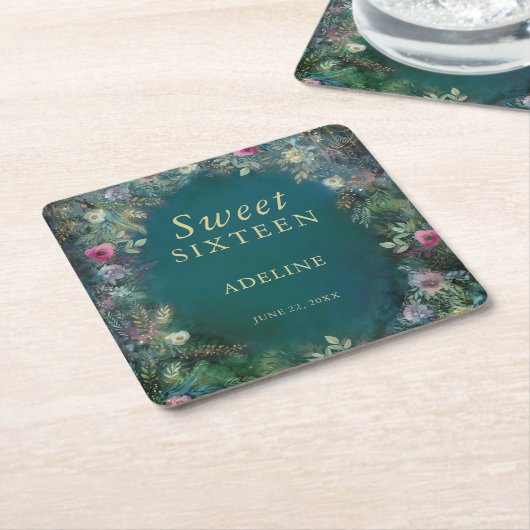 Enchanted Forest Roos Greenery Fairy Woodland RSVP Kartonnen Onderzetters (Schuin)