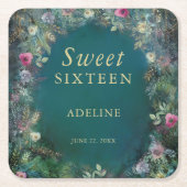 Enchanted Forest Roos Greenery Fairy Woodland RSVP Kartonnen Onderzetters (Voorkant)