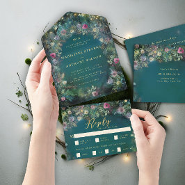 Enchanted Forest Rozen Arch Sprookjeshuwelijk All In One Uitnodiging