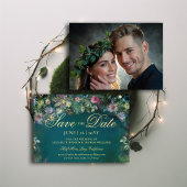 Enchanted Forest Rozen Arch Wedding Sla de datum o Kaart