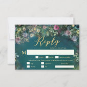 Enchanted Forest Rozen Boogmaaltijd bruiloft RSVP (Voorkant)