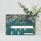 Enchanted Forest Rozen Boogmaaltijd bruiloft RSVP Kaartje (Staand voorkant)