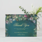 Enchanted Forest Rozen Fairy Woodland Gold Wedding Bedankkaart (Staand voorkant)