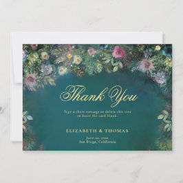 Enchanted Forest Rozen Fairy Woodland Gold Wedding Bedankkaart