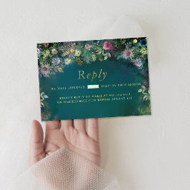 Enchanted Forest Rozen Foliage Fairy Woodland RSVP Kaartje