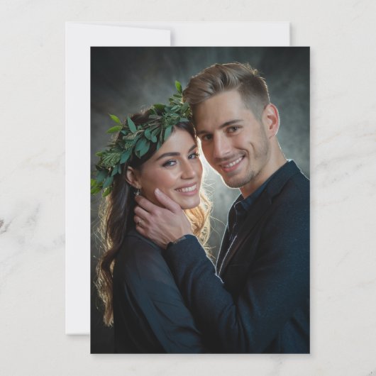 Enchanted Forest Rozen Fotobruiloft Bewaar de datu Kaart (Achterkant)