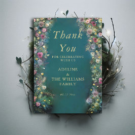 Enchanted Forest Rozen Greenery Magical Sweet 16 Bedankkaart