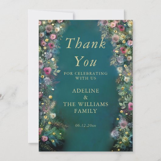 Enchanted Forest Rozen Greenery Magical Sweet 16 Bedankkaart (Voorkant)