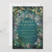 Enchanted Forest Rozen Greenery Magical Sweet 16 Kaart (Voorkant)