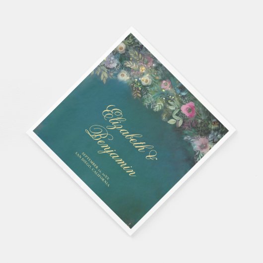 Enchanted Forest Rozen Sprookje Elegante bruiloft Servet (Hoek)