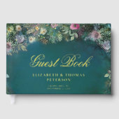 Enchanted Forest Rozen Sprookje Smaragdgroene brui Gastenboek (Voorkant)