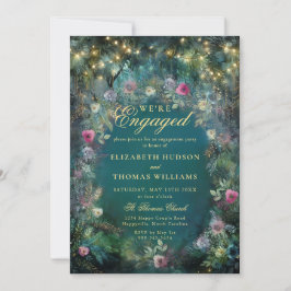 Enchanted Forest Rozen Woodland Engagement Party Kaart