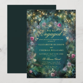Enchanted Forest Rozen Woodland Engagement Party Kaart