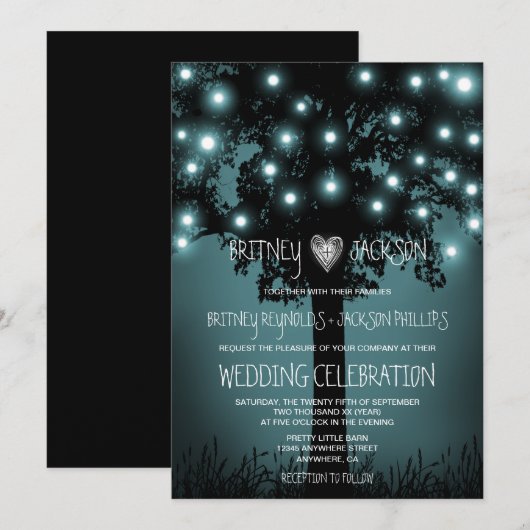 Enchanted Forest Rustic Tree Wedding Invitations Kaart (Voorkant / Achterkant)