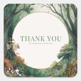 Enchanted Forest Rustic Trees Gold Glitter Vierkante Sticker