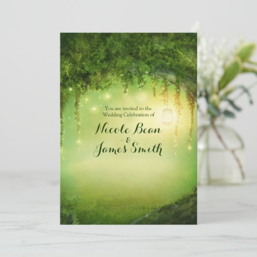 Enchanted Forest Rustic Wedding Invitations Kaart (Staand voorkant)