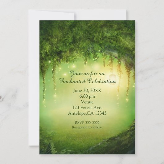 Enchanted Forest Rustic Wedding Invitations Kaart (Achterkant)