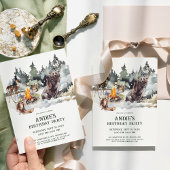 Enchanted Forest Rustic Woodland Boy 1e Verjaardag Kaart