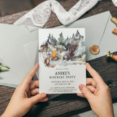 Enchanted Forest Rustic Woodland Boy 1e Verjaardag Kaart