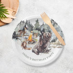 Enchanted Forest Rustic Woodland Boy 1e Verjaardag Papieren Bordje<br><div class="desc">Enchanted Forest Rustic Woodland Boy 1e Verjaardag Papier Borden</div>