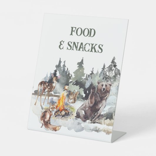 Enchanted Forest Rustic Woodland Boy 1e Verjaardag Reclamebord Met Voetstuk (Voorkant)