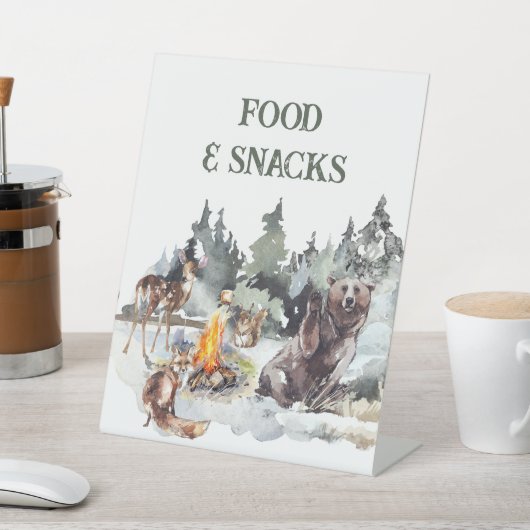 Enchanted Forest Rustic Woodland Boy 1e Verjaardag Reclamebord Met Voetstuk (Insitu)