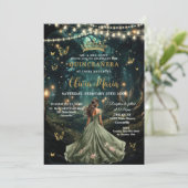 Enchanted Forest Sage Green Dress Quinceañera 16 Kaart (Staand voorkant)