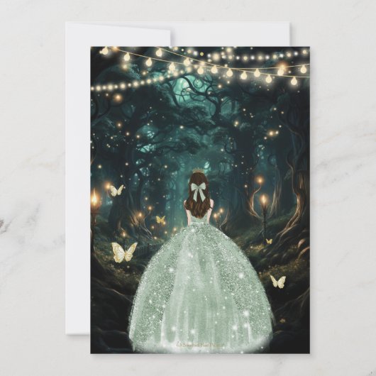 Enchanted Forest Sage Green Dress Quinceañera 16 Kaart (Achterkant)