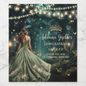 Enchanted Forest Sage Green Dress Quinceañera 16e Wijn Etiket (Enkel label)