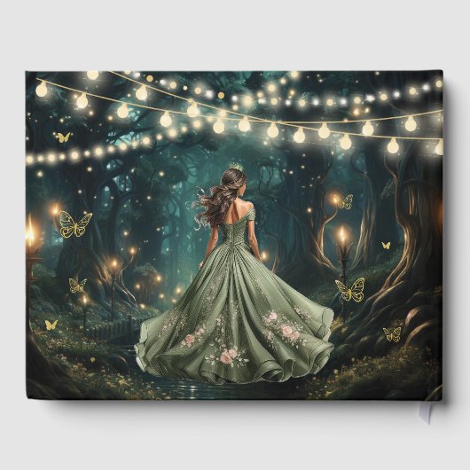 Enchanted Forest Sage Green Dress Quinceanera Gastenboek (Achterkant)