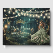 Enchanted Forest Sage Green Dress Quinceanera Gastenboek (Voorkant)