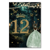 Enchanted Forest Sage Green Dress Quinceañera Kaart (Achterkant)