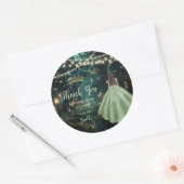 Enchanted Forest Sage Green Dress Quinceañera Ronde Sticker (Envelop)