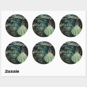 Enchanted Forest Sage Green Dress Quinceañera Ronde Sticker (Vel)