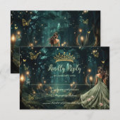 Enchanted Forest Sage Green Dress Quinceañera RSVP Kaartje (Voorkant / Achterkant)