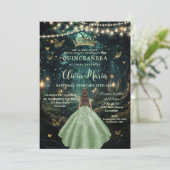 Enchanted Forest Sage Green Dress XV Quinceañera Kaart (Staand voorkant)